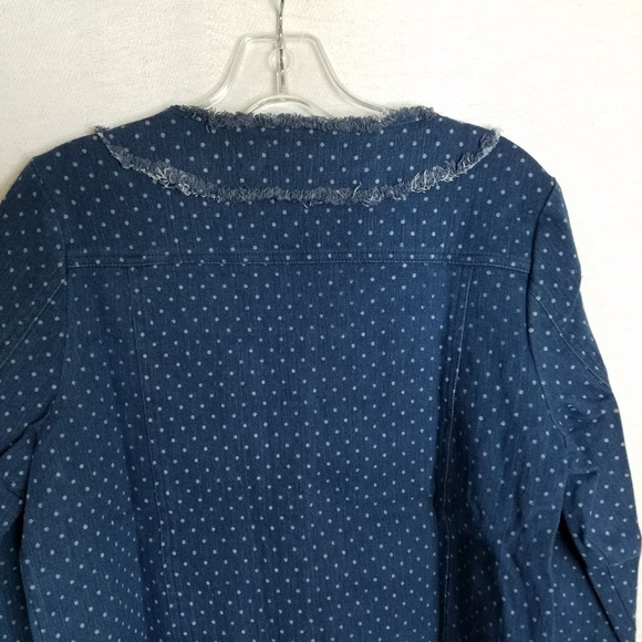 NEW Denim Polka Dot Womens Stretch Jean Jacket NWT - Picture 4 of 5